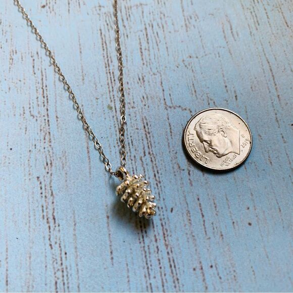 Sterling Silver Dainty Pine Cone Necklace - Picture 1 of 3